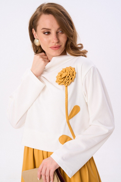 Платье NikVa 924-8 молоко_горчица - фото 2