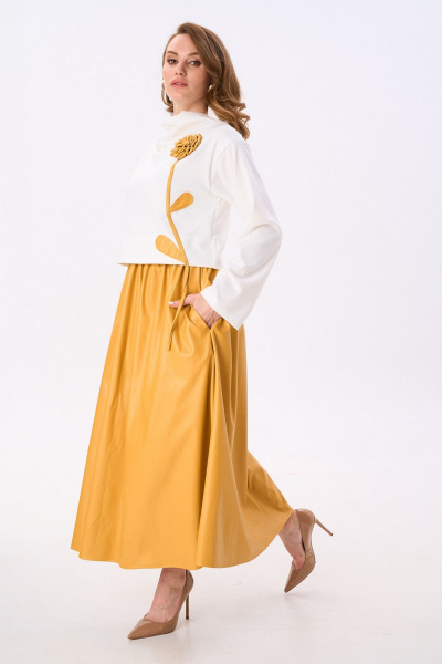 Платье NikVa 924-8 молоко_горчица - фото 5
