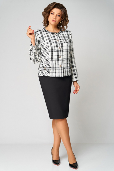 Жакет, юбка Мишель стиль 1325 черно-белый - фото 8