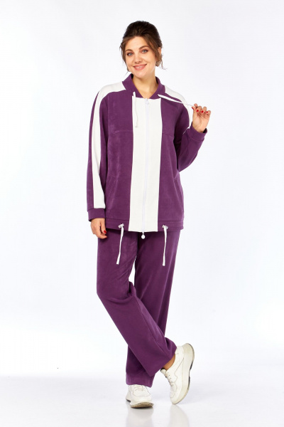 Костюм спортивный брюки толстовка больших размеров Tensi 402 сливовый - фото 1