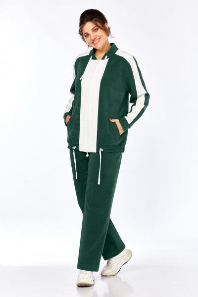 Костюм спортивный брюки толстовка больших размеров Tensi 402 изумруд - фото 1