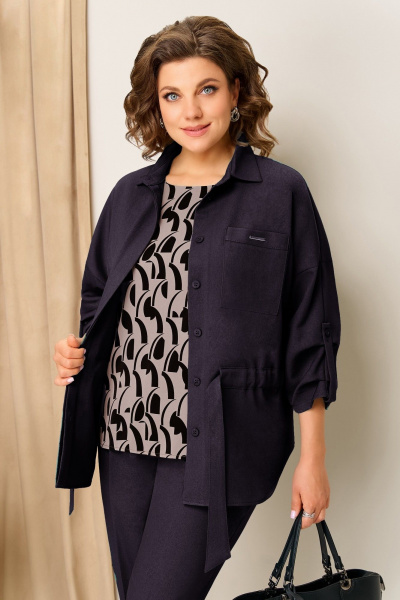 Блуза, брюки, жакет VOLNA 1398 баклажан - фото 5