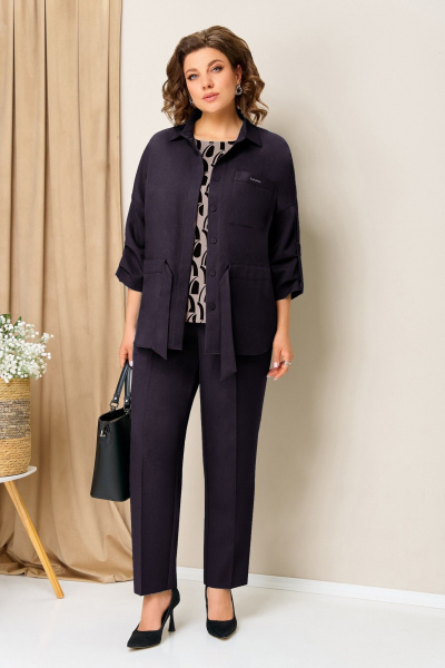 Блуза, брюки, жакет VOLNA 1398 баклажан - фото 4