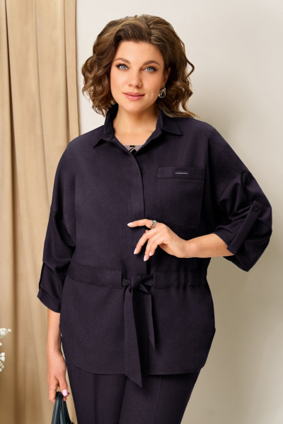 Блуза, брюки, жакет VOLNA 1398 баклажан - фото 3