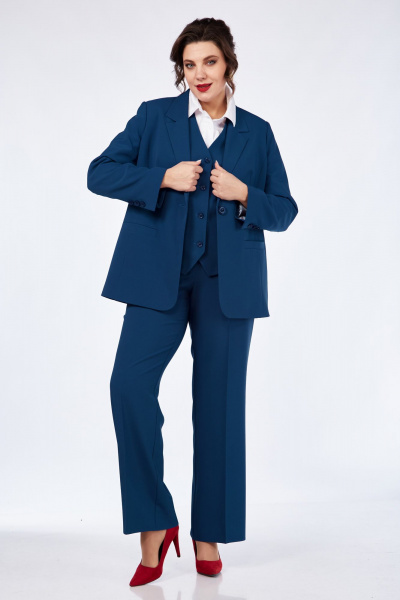 Брюки, жакет, жилет Vilena 1119 синий-графит - фото 4
