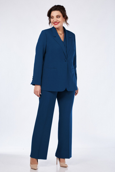 Брюки, жакет, жилет Vilena 1119 синий-графит - фото 1
