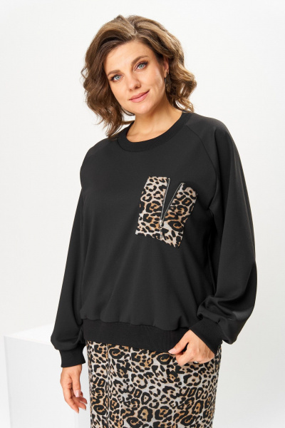 Джемпер, юбка Romanovich Style 2-2845 черный/леопард - фото 6