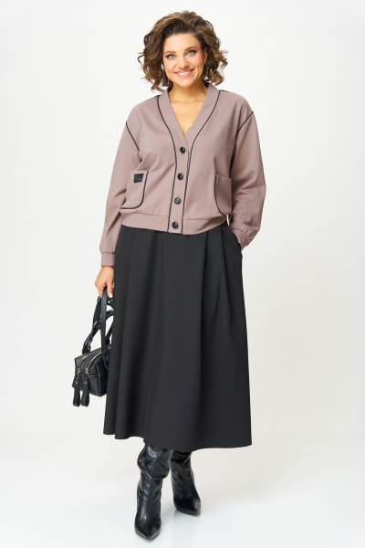 Бомбер, юбка Aira Style 24130 тауп-черный - фото 8