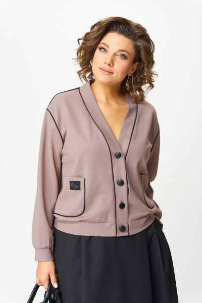 Бомбер, юбка Aira Style 24130 тауп-черный - фото 7