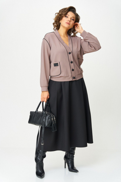 Бомбер, юбка Aira Style 24130 тауп-черный - фото 6