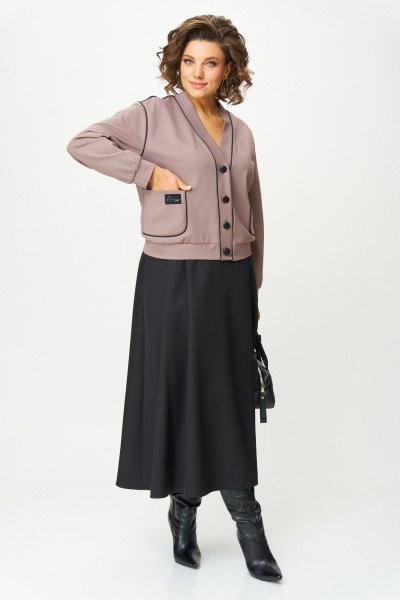 Бомбер, юбка Aira Style 24130 тауп-черный - фото 4