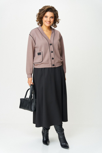 Бомбер, юбка Aira Style 24130 тауп-черный - фото 1