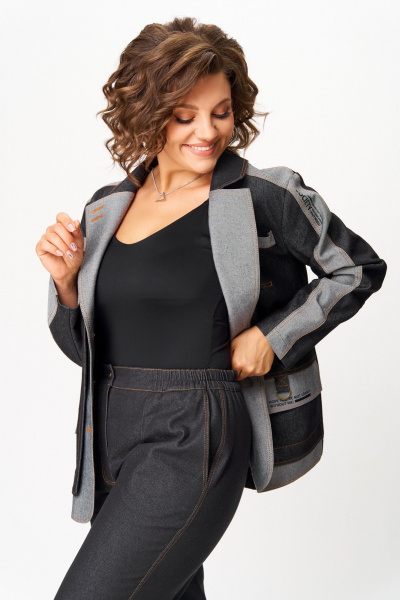 Брюки, жакет Aira Style 24239 графит - фото 10