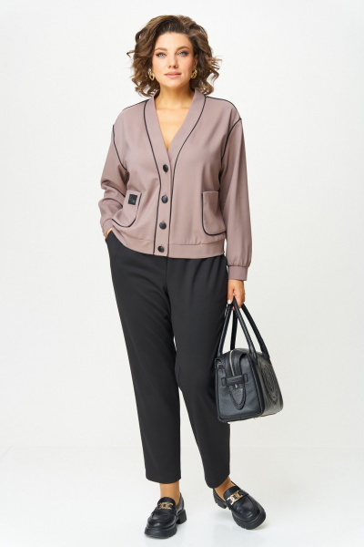 Брюки, кардиган Aira Style 24242 тауп-черный - фото 1