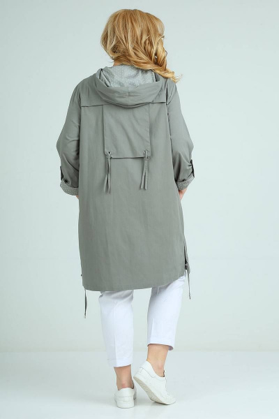Плащ Ollsy 1543 серо-зеленый - фото 5