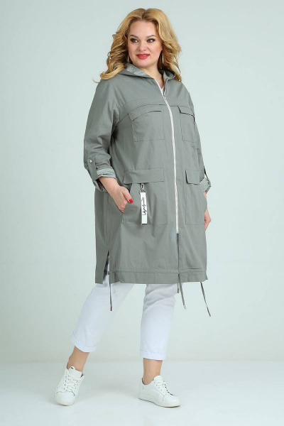 Плащ Ollsy 1543 серо-зеленый - фото 1