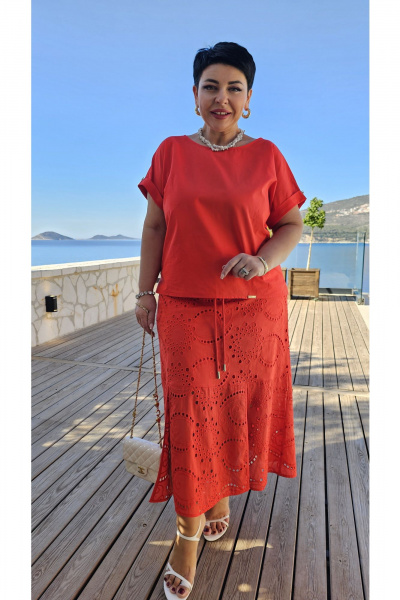 Блуза, юбка Vittoria Queen 24203 красный - фото 4