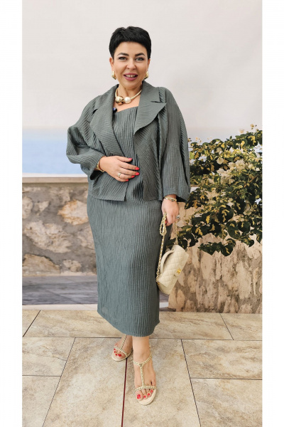 Жакет, платье Vittoria Queen 25503/1 хаки - фото 5