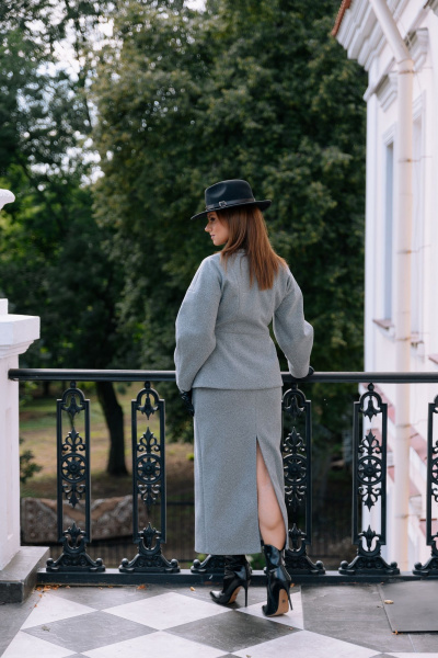 Жакет, юбка Marshop М207 серый - фото 4