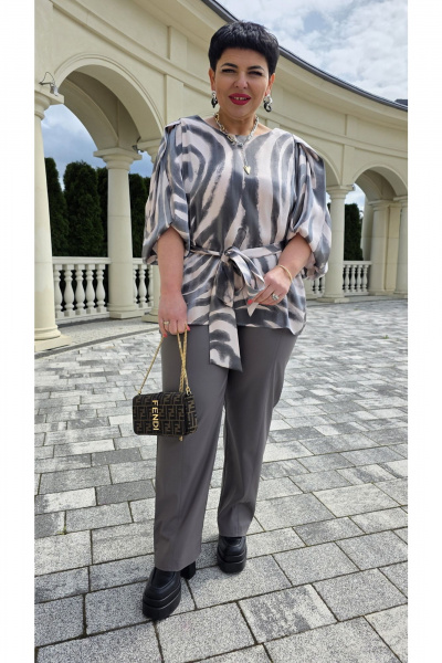 Блуза, брюки Vittoria Queen 26833 тауп_принт - фото 6