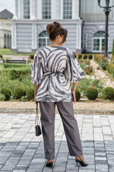 Блуза, брюки Vittoria Queen 26833 тауп_принт - фото 3