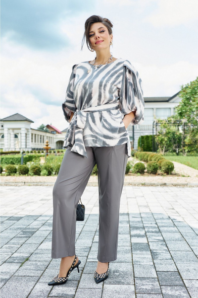 Блуза, брюки Vittoria Queen 26833 тауп_принт - фото 2