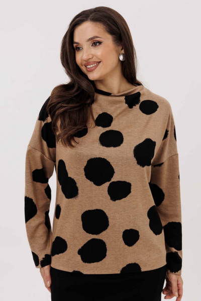 Джемпер, юбка Mislana 1247 бежевый/черный - фото 7