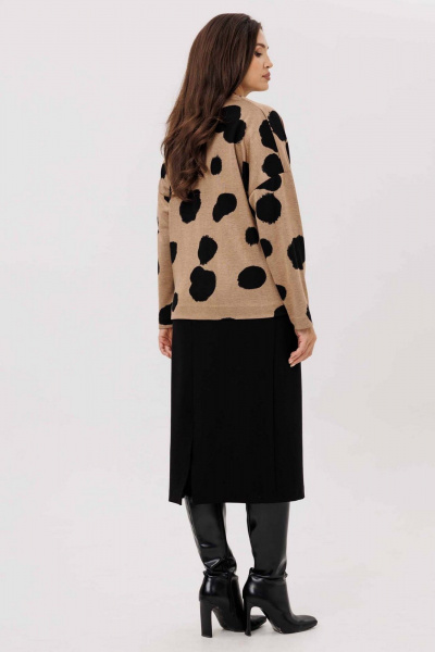 Джемпер, юбка Mislana 1247 бежевый/черный - фото 3