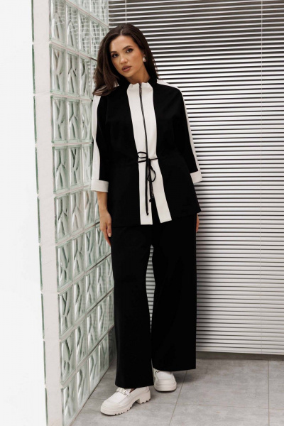 Брюки, жакет Mislana 1251 черный/белый - фото 12