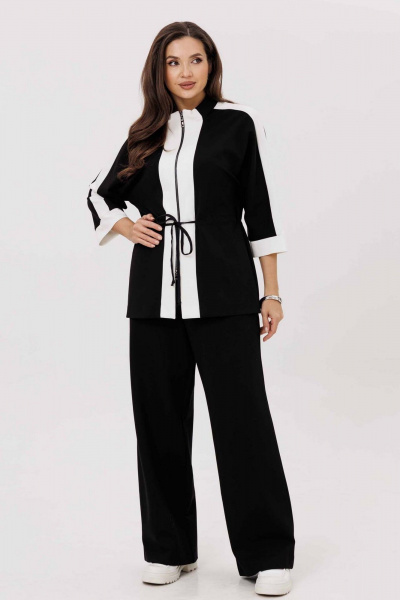 Брюки, жакет Mislana 1251 черный/белый - фото 1