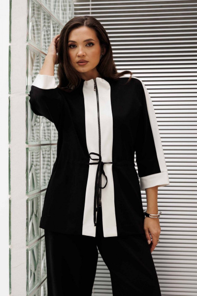 Брюки, жакет Mislana 1251 черный/белый - фото 6