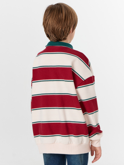 Свитшот Mark Formelle 123469/24-33745ПП-7 молочно_красная_полоска1_2_сл_на_пол - фото 2