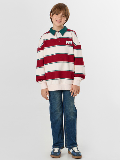 Свитшот Mark Formelle 123469/24-33745ПП-7 молочно_красная_полоска1_2_сл_на_пол - фото 1