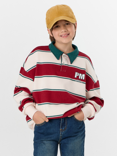 Свитшот Mark Formelle 123469/24-33745ПП-7 молочно_красная_полоска1_2_сл_на_пол - фото 4