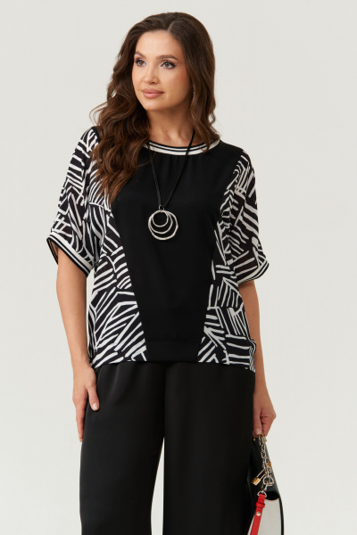 Блуза Панда 111240 черно-белый - фото 1