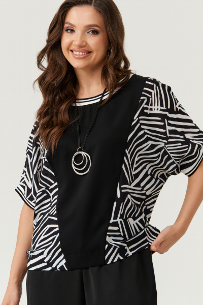 Блуза Панда 111240 черно-белый - фото 3