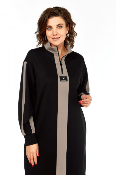 Платье Ольга Стиль С-972 черно-коричневый - фото 5