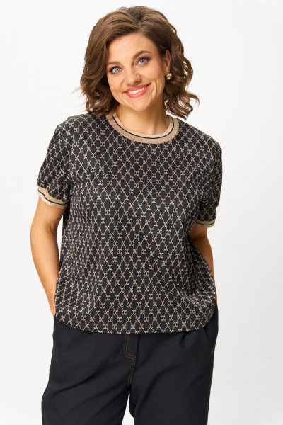 Блуза Andina city 3014-25 черный_с_бежевым - фото 1