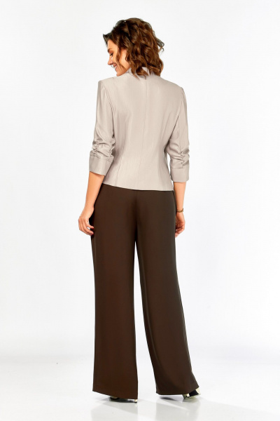 Блуза, брюки Ольга Стиль С-968 бежево-коричневый - фото 9