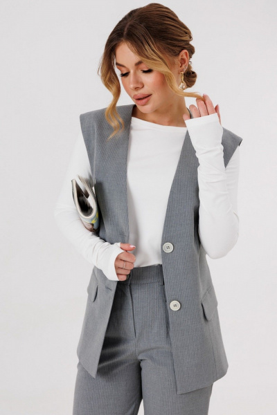 Брюки, жилет Faufilure C1588 серый - фото 2