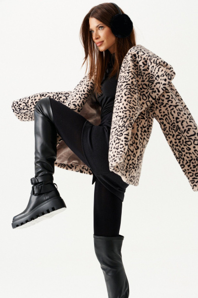 Полупальто женское из искусственного меха ELLETTO LIFE 3903 бежево-черный ELLETTO 3903 бежево-черный - фото 9