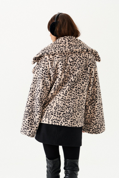 Полупальто женское из искусственного меха ELLETTO LIFE 3903 бежево-черный ELLETTO 3903 бежево-черный - фото 7