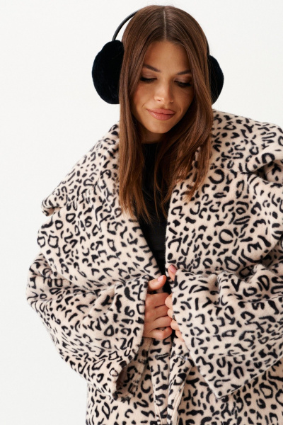 Полупальто женское из искусственного меха ELLETTO LIFE 3903 бежево-черный ELLETTO 3903 бежево-черный - фото 5