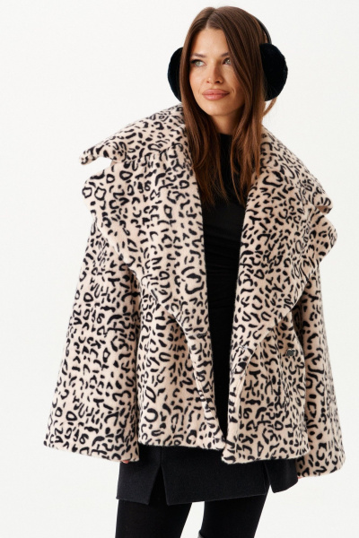 Полупальто женское из искусственного меха ELLETTO LIFE 3903 бежево-черный ELLETTO 3903 бежево-черный - фото 1