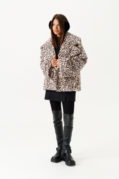 Полупальто женское из искусственного меха ELLETTO LIFE 3903 бежево-черный ELLETTO 3903 бежево-черный - фото 2