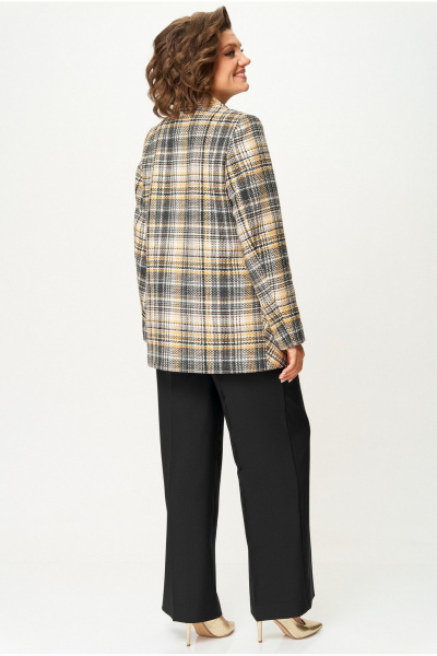 Жакет БелЭльСтиль 762-3_24_22 серо-желтый твид - фото 5