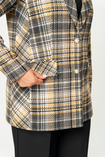 Жакет БелЭльСтиль 762-3_24_22 серо-желтый твид - фото 4