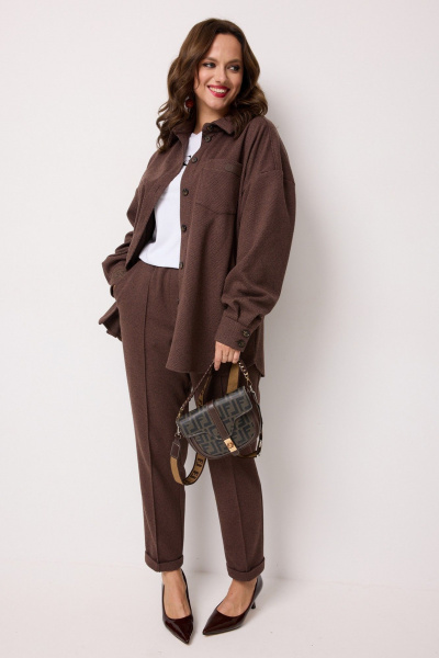 Брюки, рубашка Твой имидж 2244 шоколад - фото 4