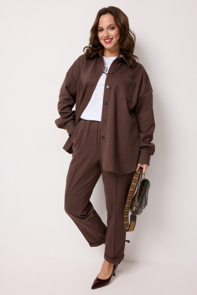 Брюки, рубашка Твой имидж 2244 шоколад - фото 3