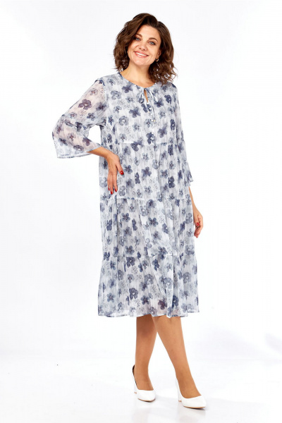 Платье Lady Style Classic 3007/1 синий_с_серым - фото 2